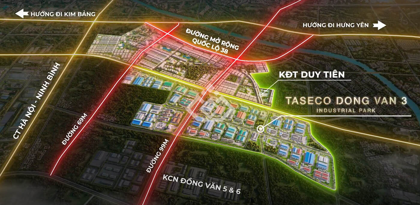 vị trí dự án taseco duy tiên đồng văn hà nam